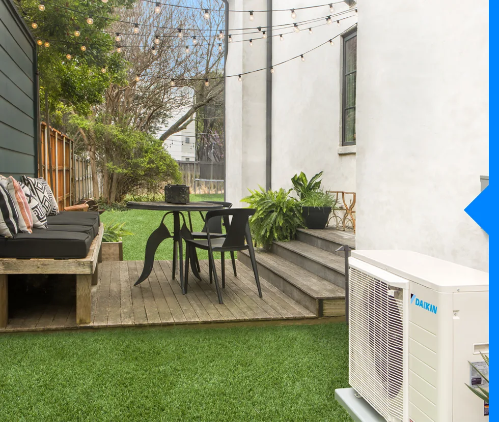 Daikin FIT condenser illustrating quiet outdoor operation